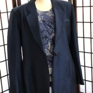 Dana Buchman Jacket and Blouse. Blue jacket and blue print blouse. Size 14.